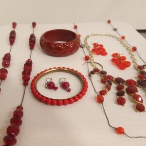 Gorgeous and Unique 7 Piece Red Women's  Jewelry Set